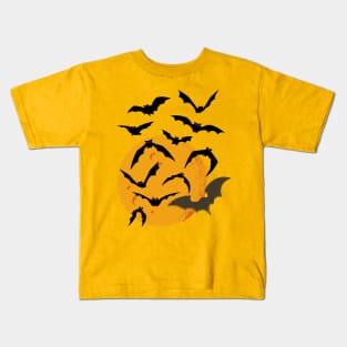 Halloween Moon Bats Kids T-Shirt